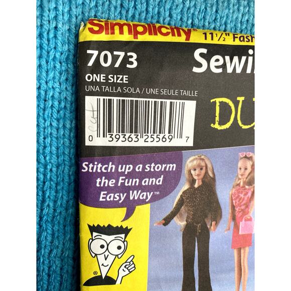 Simplicity Pattern 7073 Barbie 11 1/2in doll clothes gown dress top shorts - Picture 2 of 5